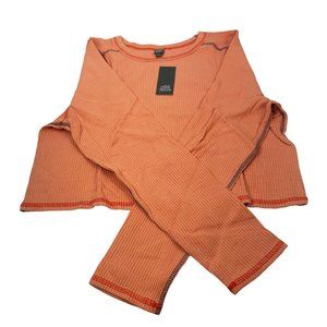 Wild Fable Women's Size 2X Long Sleeve Slim Fit Baby Ribbed Tee Shirt Peach New